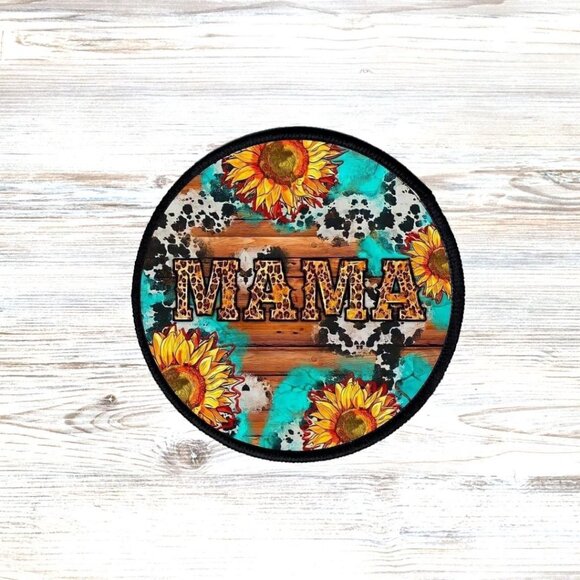 Mama Western Sublimation DYI Fabric Hat Patch Glue Iron On Sew Hat Patch - Picture 1 of 1